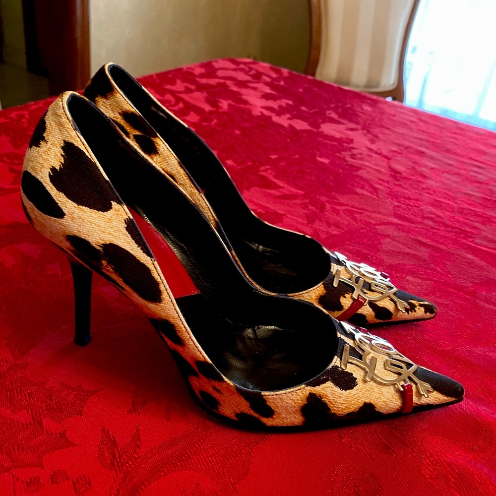 DIOR VINTAGE LOVE LEOPARD Print fabric heels